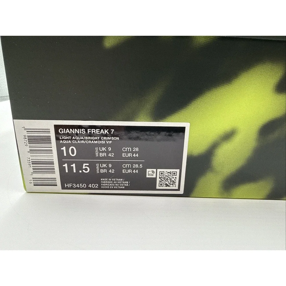 Giannis Freak 7 'Aqua'. Men size 10 (UK 9)/Woman 11.5 (UK 9) *NEW*